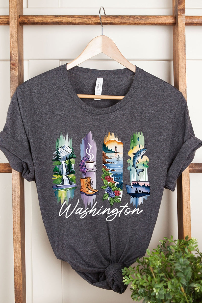 US3001P-E3061WA Washington State Brushstroke Graphic Plus Tee $16