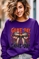UL180-E3088 Orange Black Football Game Day Bow Sweatshirt $20