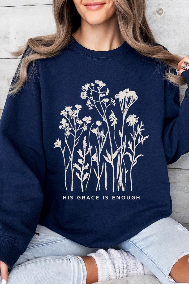 UL180P-E3146 Christian Wildflower Graphic Plus Sweatshirt $25