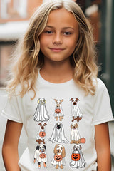 US3001Y-E3106Z Halloween Ghost Dog Kids Graphic Tee $11