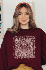 UL180P-E3112 Fall Pumpkin Botanical Graphic Plus Sweatshirt $25