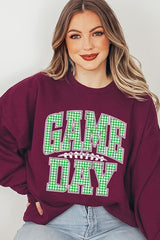 UL180P-E3128 Green Gingham Game Day Graphic Plus Sweatshirt $25