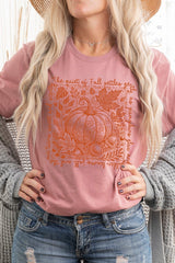 US3001-E3112 Fall Pumpkin Botanical Graphic Tee $12.5