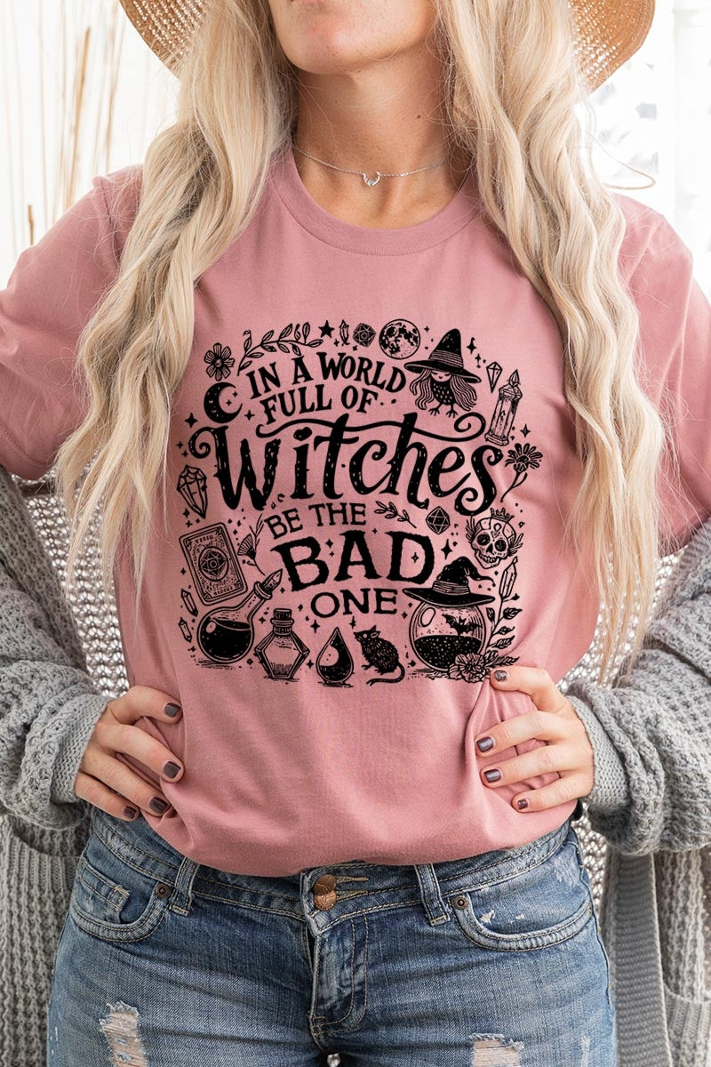 US3001-E3139 In a World of Witches Graphic Tee $12.5