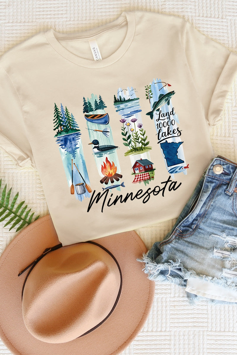 US3001-E3061MN Minnesota State Brushstroke Graphic Tee $12.5