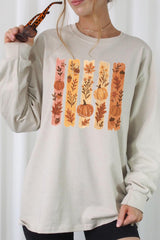 UL240P-E3110 Brushstroke Boho Fall Graphic Plus Long Sleeve Tee $17
