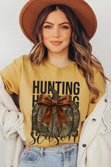 US3001-E3190 Hunting Pumpkin Bow Graphic Tee $12.5