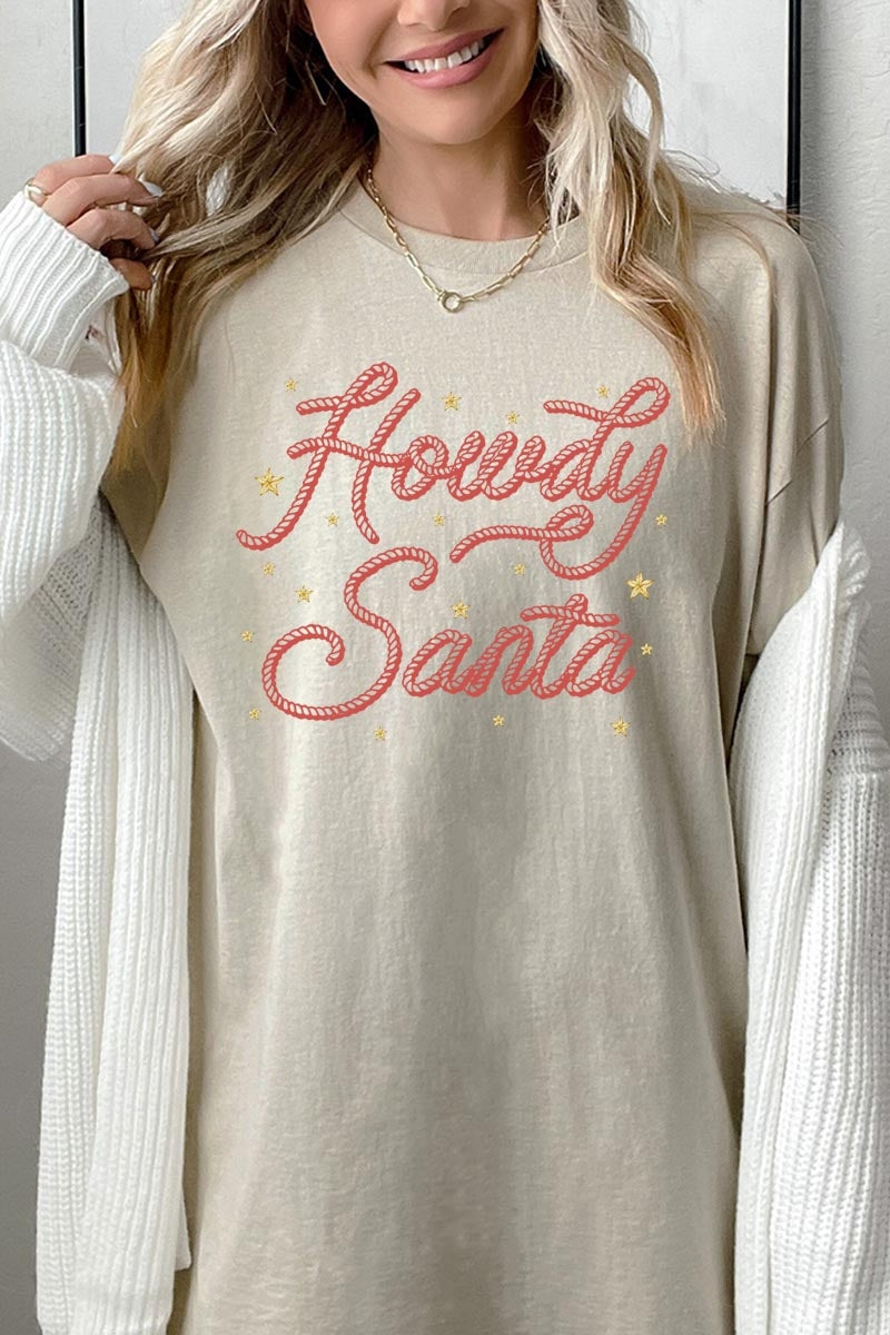 5000P-E3199 Howdy Santa Graphic Plus Heavy Cotton Tee $12.75