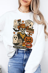 UL180P-E3107 Spooky Western Skeleton Graphic Plus Sweatshirt $25