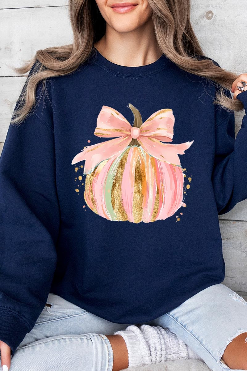 UL180P-E3083 Brushstroke Pumpkin Graphic Plus Sweatshirt $25