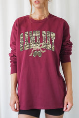 UL240-E3131 Football Game Day Camo Graphic Long Sleeve Tee $13.75