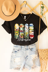 US3001P-E3061NE Nebraska State Brushstroke Graphic Plus Tee $16
