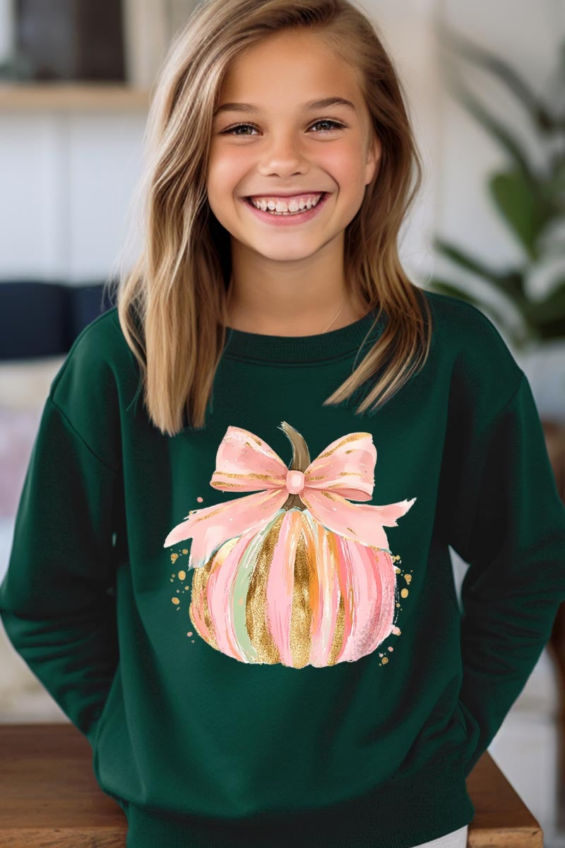 UL180B-E3083Z Brushstroke Pumpkin Kids Graphic Sweatshirt $20