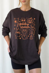 UL240-E3141 Halloween Doodle Graphic Long Sleeve Tee $13.75