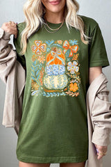 US3001P-E3153 Floral Pumpkin Stack Graphic Plus Tee $16