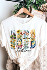 US3001-E3061IN Indiana State Brushstroke Graphic Tee $12.5