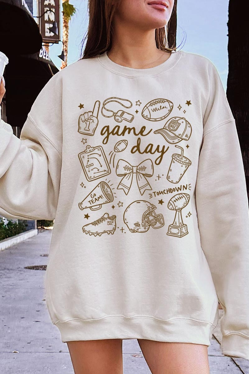 UL180-E3081 Football Doodles Graphic Sweatshirt $20