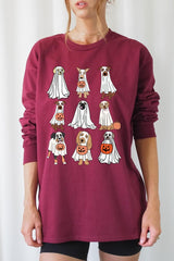 UL240-E3106 Halloween Ghost Dog Graphic Long Sleeve Tee $13.75