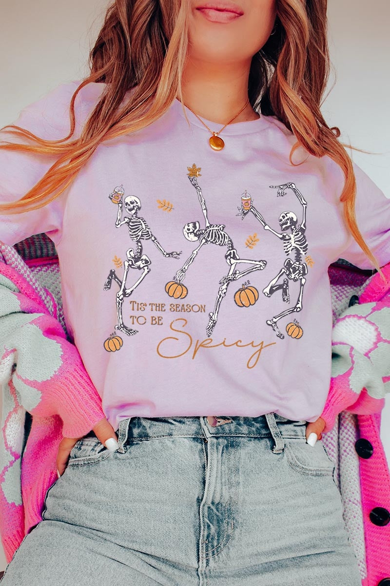 US3001-E3123 Halloween Skeleton Graphic Tee $12.5