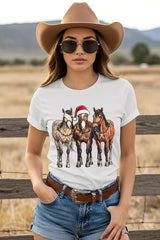 US3001P-E3182 Christmas Horses Graphic Plus Tee $16