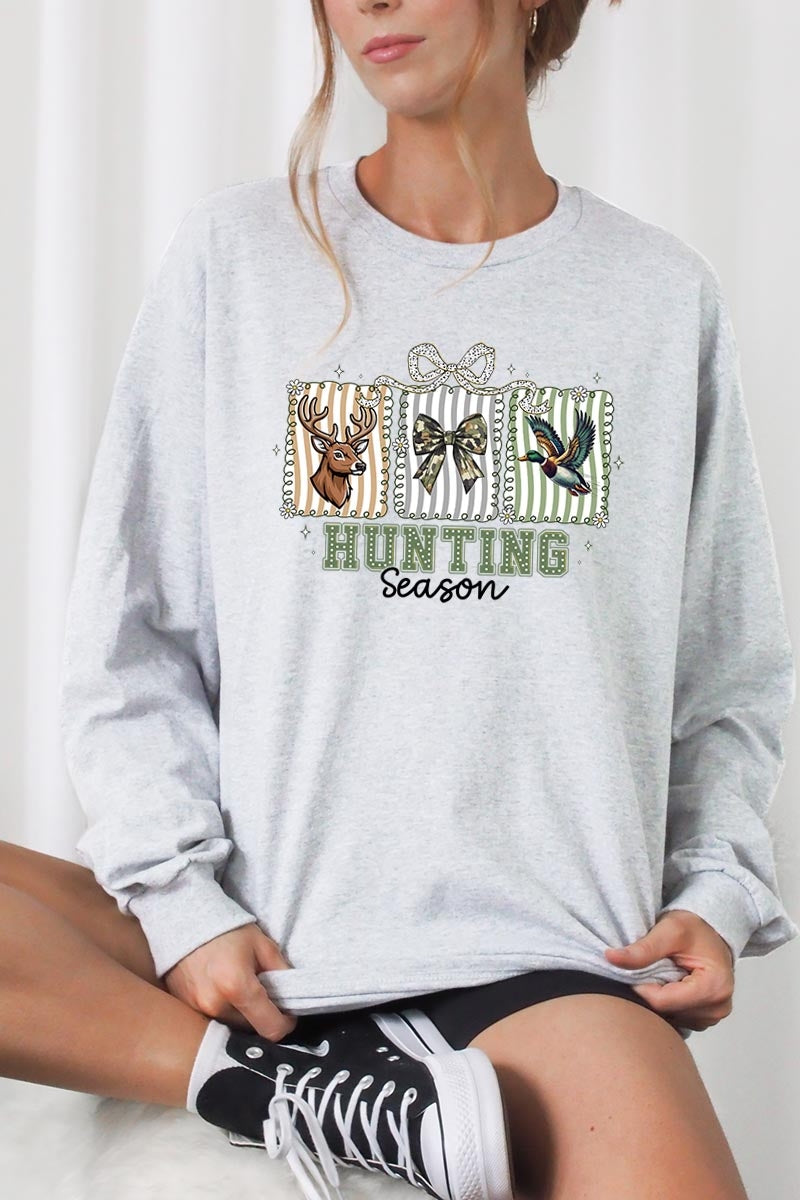 UL240-E3192 Deer & Duck Hunting Season Graphic Long Sleeve Tee $13.75