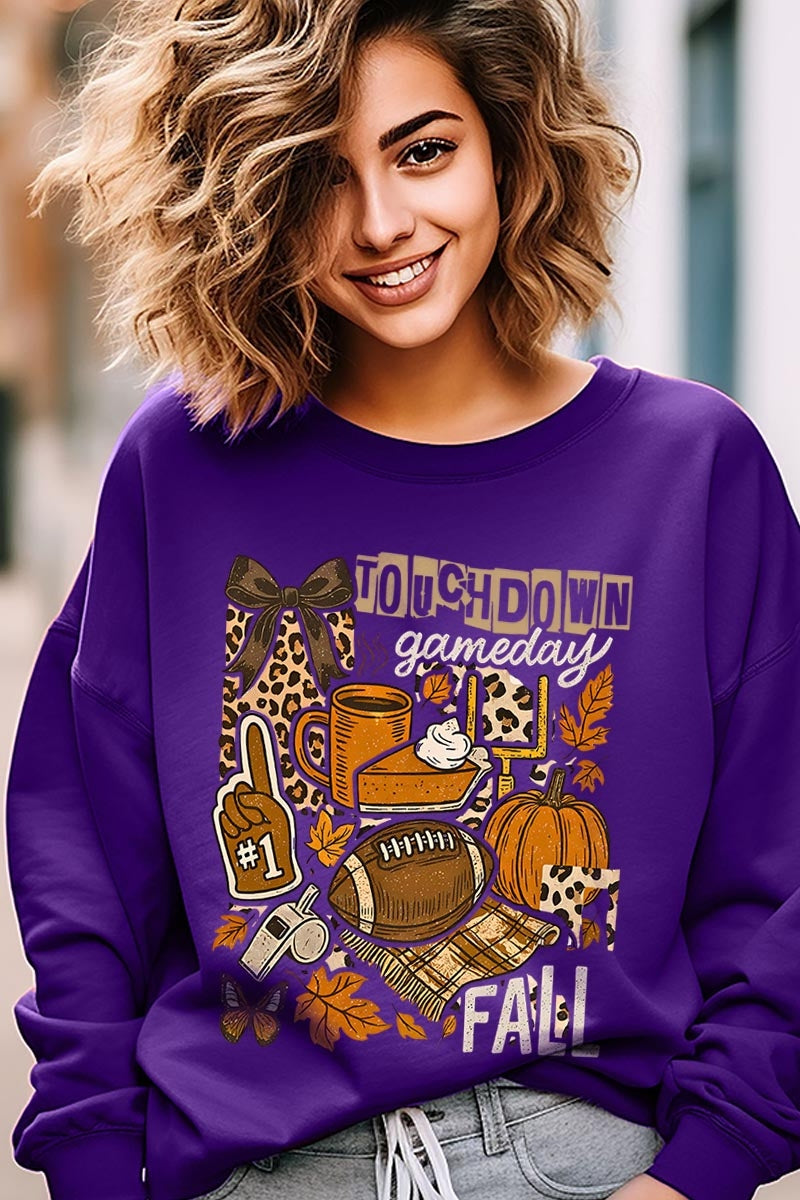 UL180P-E3134 Fall Football Collage Graphic Plus Sweatshirt $25