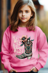 UL180B-E3100Z Wild West Cowgirl Boot Kids Graphic Sweatshirt $20