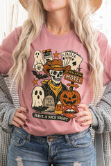 US3001-E3107 Spooky Western Skeleton Graphic Tee $12.5