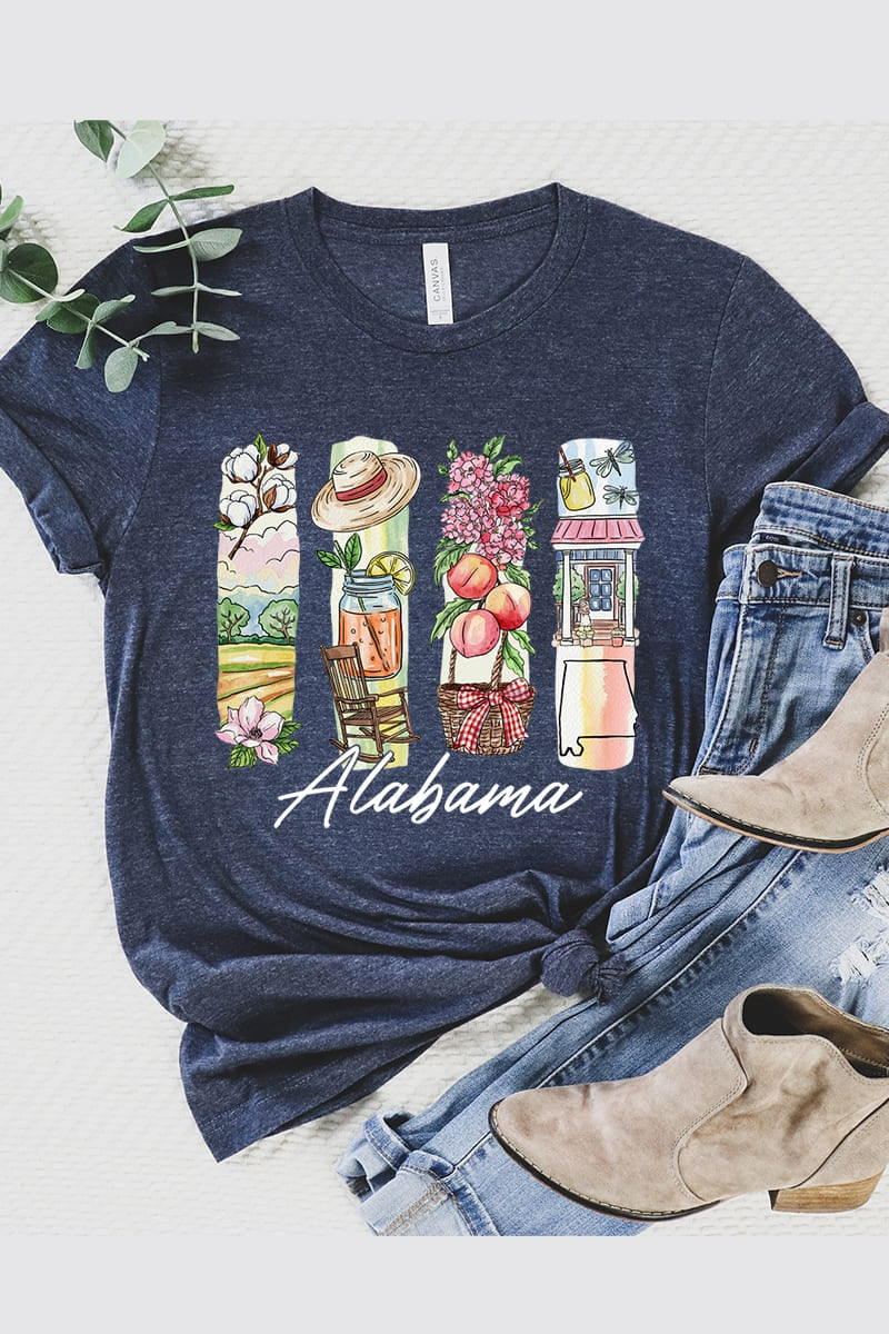 US3001P-E3061AL Alabama State Brushstroke Graphic Plus Tee $16