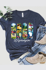US3001P-E3061WI Wisconsin State Brushstroke Graphic Plus Tee $16