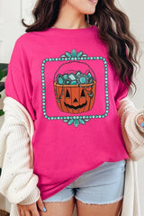 5000P-E3140 Halloween turquoise pumpkin Plus Heavy Cotton Tee $12.75