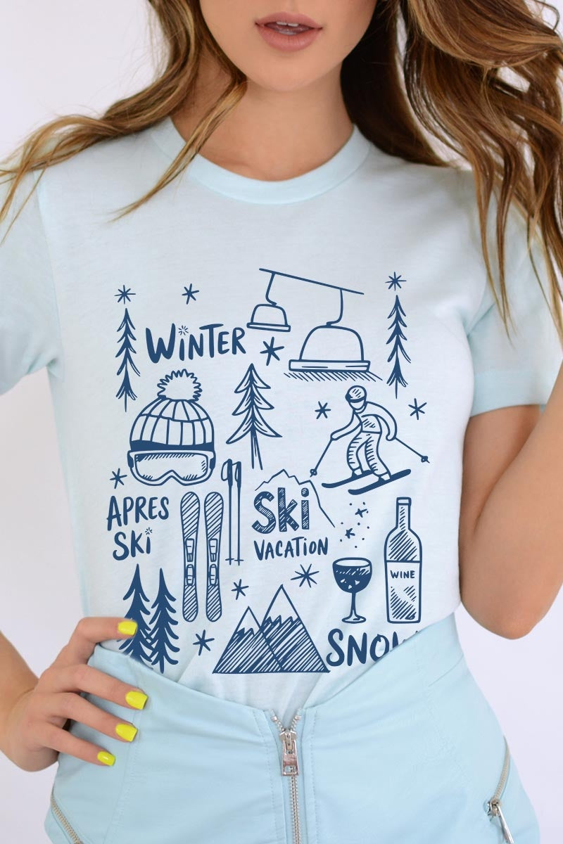 US3001P-E3188 Ski Doodle Graphic Plus Tee $16