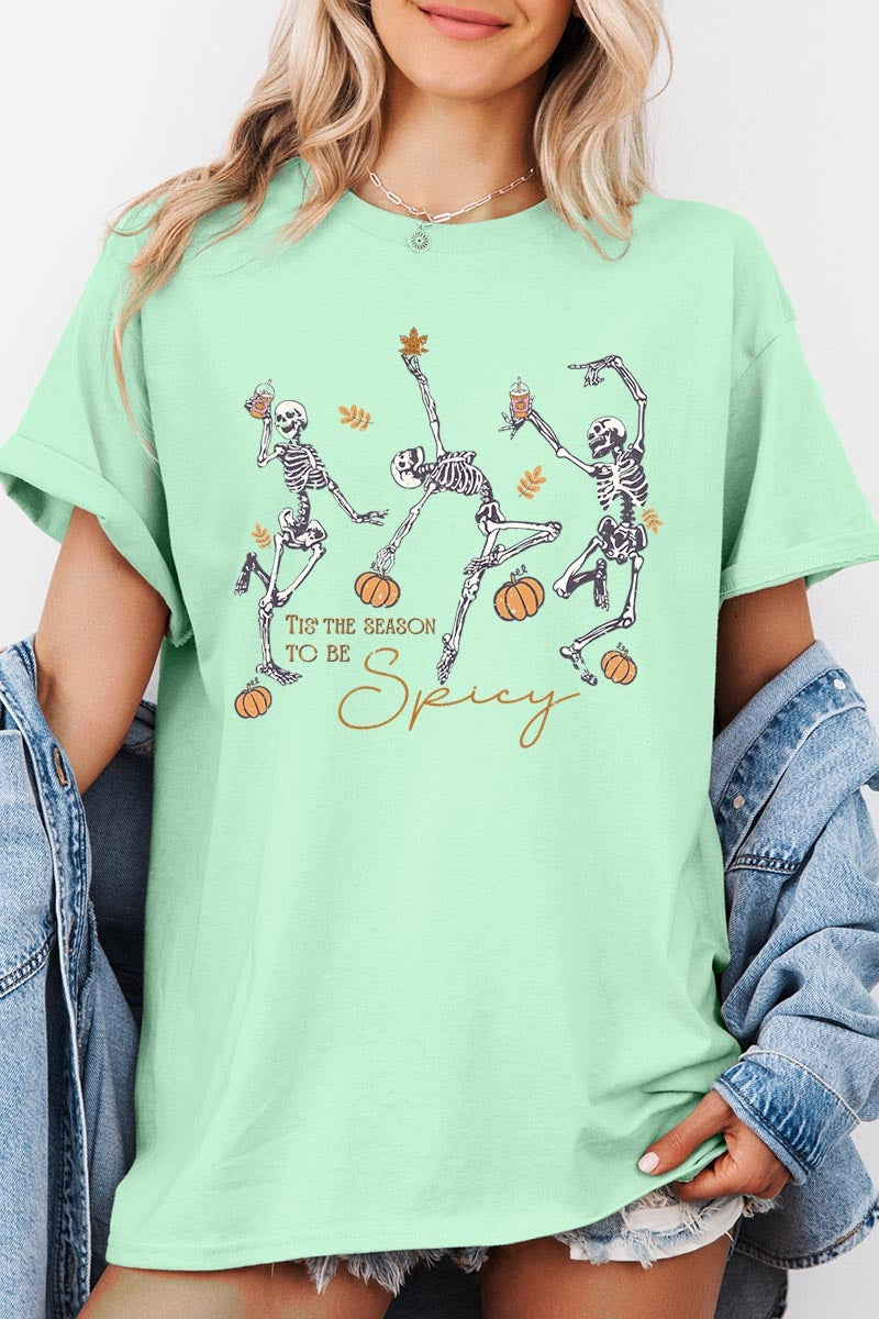 5000P-E3123 Halloween Skeleton Graphic Plus Heavy Cotton Tee $12.75