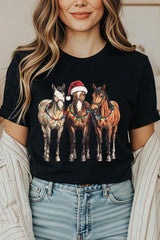 US3001-E3182 Christmas Horses Graphic Tee $12.5