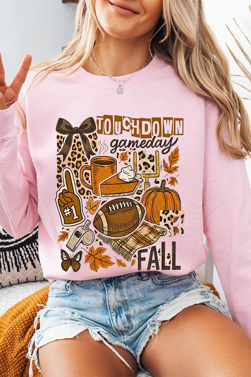 UL180P-E3134 Fall Football Collage Graphic Plus Sweatshirt $25