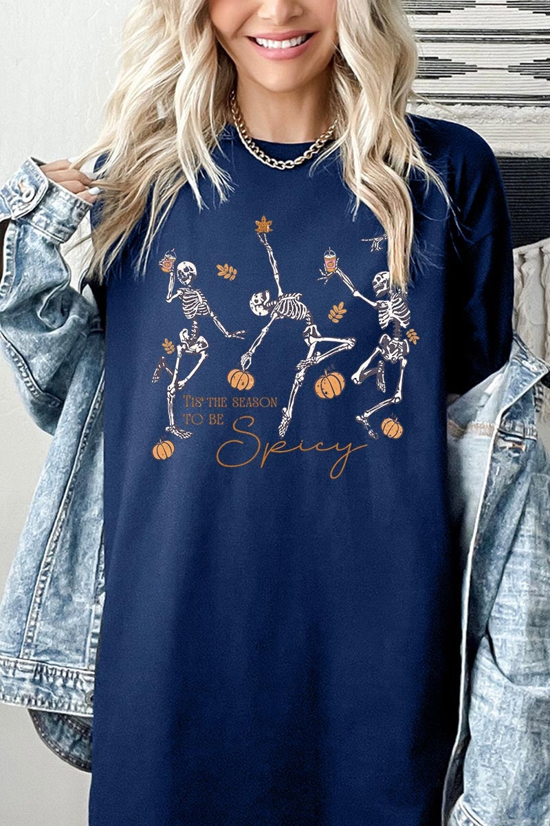 5000-E3123 Halloween Skeleton Graphic Heavy Cotton Tee $9