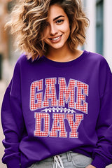 UL180P-E3126 Red Gingham Game Day Graphic Plus Sweatshirt $25