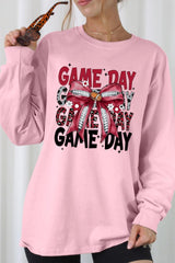 UL240P-E3093 Red Silver Football Bow Plus Long Sleeve Tee $17