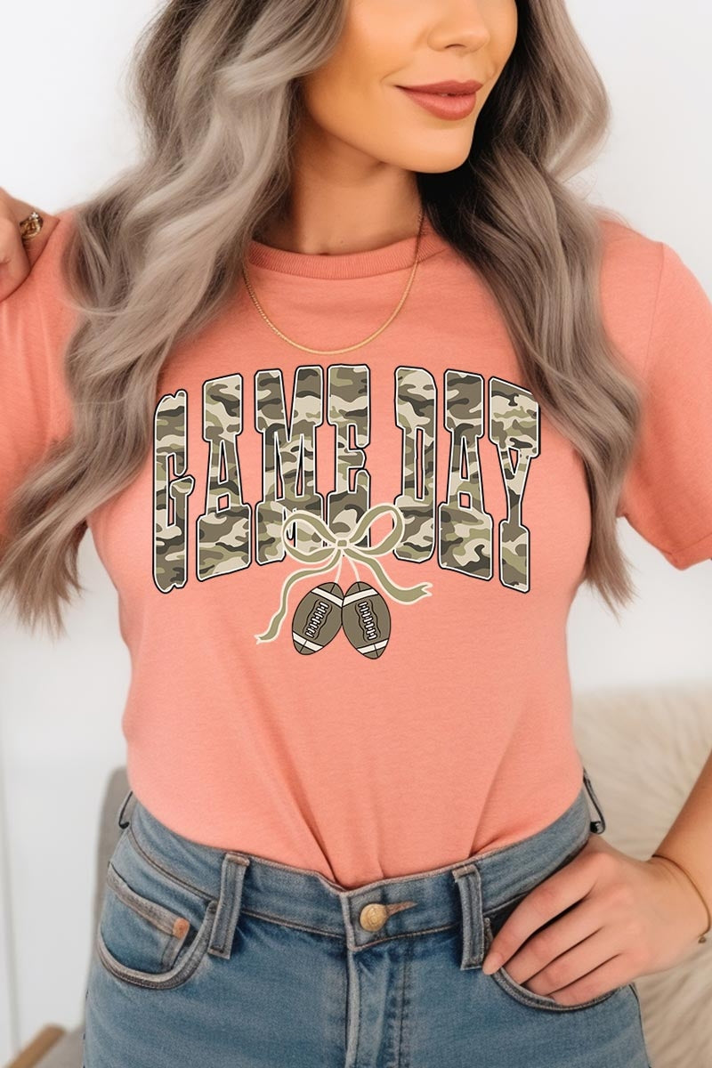 US3001-E3131 Football Game Day Camo Graphic Tee $12.5