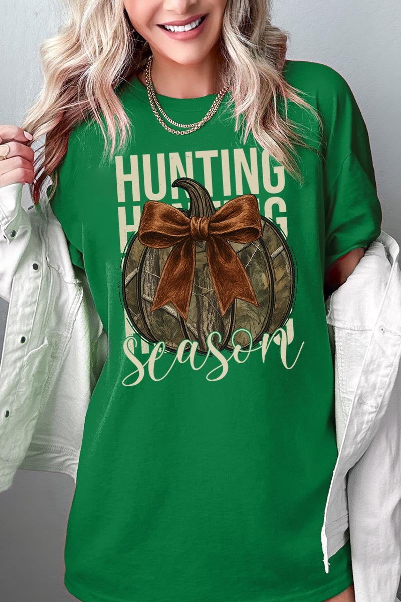 5000-E3190 Hunting Pumpkin Bow Graphic Heavy Cotton Tee $9