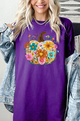 5000P-E3118 Floral Pumpkin Graphic Plus Heavy Cotton Tee $12.75