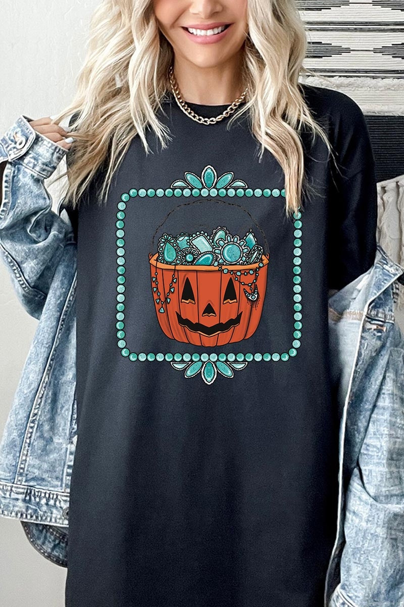 5000-E3140 Halloween turquoise pumpkin Heavy Cotton Tee $9