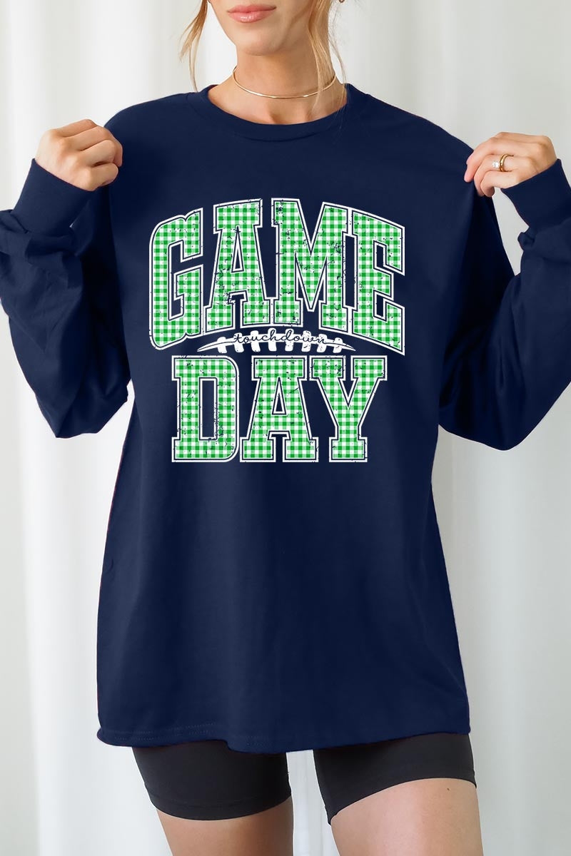 UL240P-E3128 Green Gingham Game Day Plus Long Sleeve Tee $17