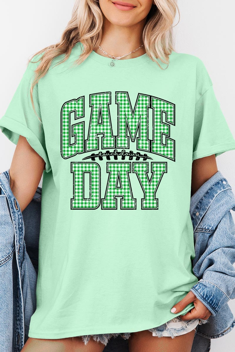5000P-E3128 Green Gingham Game Day Plus Heavy Cotton Tee $12.75