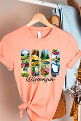 US3001-E3061WI Wisconsin State Brushstroke Graphic Tee $12.5