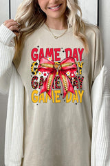 5000-E3091 Red Yellow Football Game Day Bow Heavy Cotton Tee $9