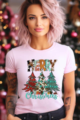 US3001-E3200 Merry Christmas Trees Graphic Tee $12.5