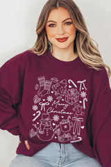 UL180P-E3181 Christmas Doodle Graphic Plus Sweatshirt $25