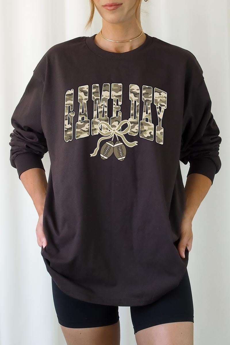 UL240P-E3131 Football Game Day Camo Plus Long Sleeve Tee $17