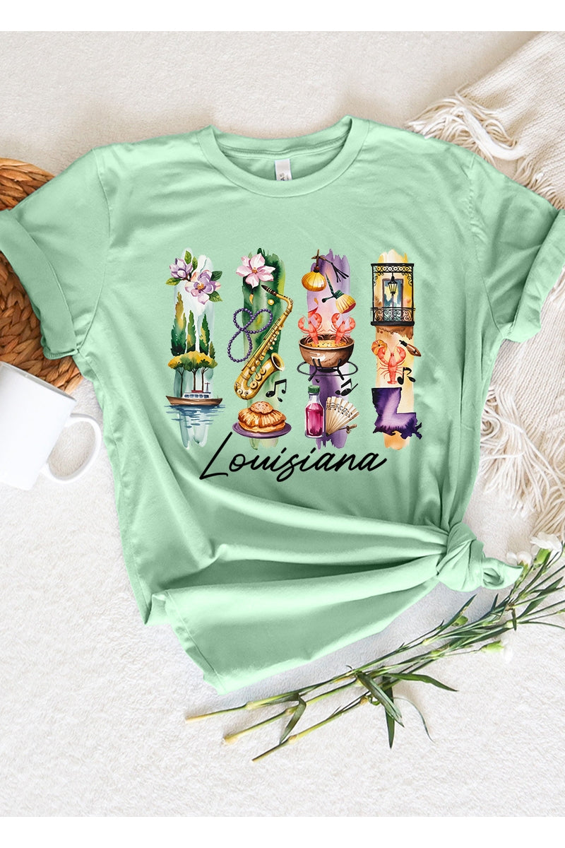US3001P-E3061LA Louisiana State Brushstroke Graphic Plus Tee $16